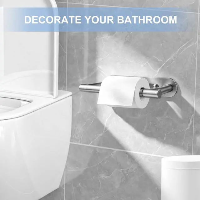 Alt view image 2 of 7 - Toilet Paper Holder Brushed Nickel | Adhesive or Screw-in