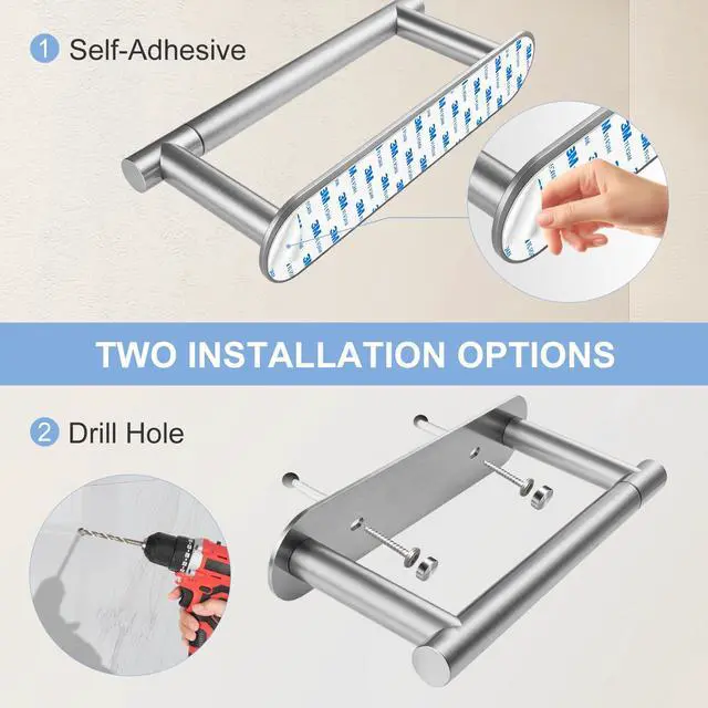 Alt view image 5 of 7 - Toilet Paper Holder Brushed Nickel | Adhesive or Screw-in