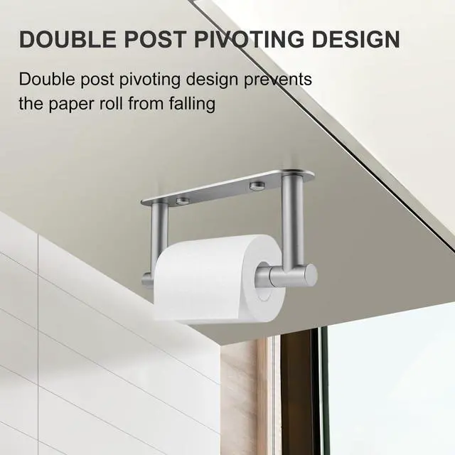 Alt view image 6 of 7 - Toilet Paper Holder Brushed Nickel | Adhesive or Screw-in