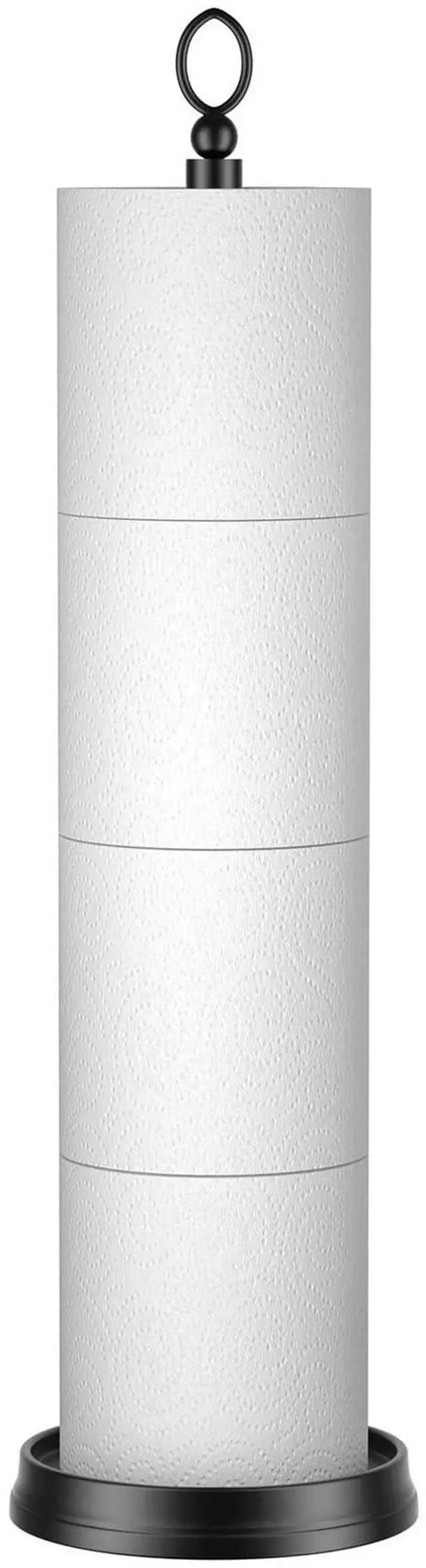 Main image of Heavy Weighted Toilet Paper Holder (with Reserve Function) Free Standing, Spare Toilet Paper Roll Storage Stand for Bathroom Total Height 22.5" Matte Black