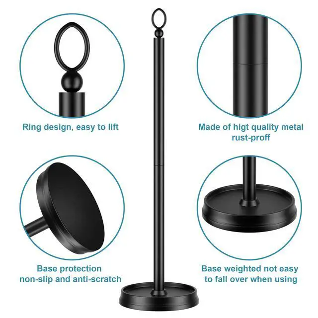 Alt view image 3 of 6 - Heavy Weighted Toilet Paper Holder (with Reserve Function) Free Standing, Spare Toilet Paper Roll Storage Stand for Bathroom Total Height 22.5" Matte Black
