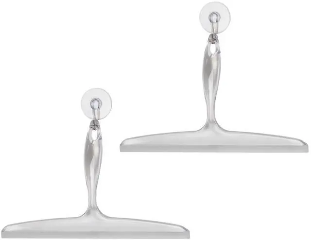 Main image of Bathroom Plastic Shower Squeegee, Clear, Set of 2 | Wall Hook Included