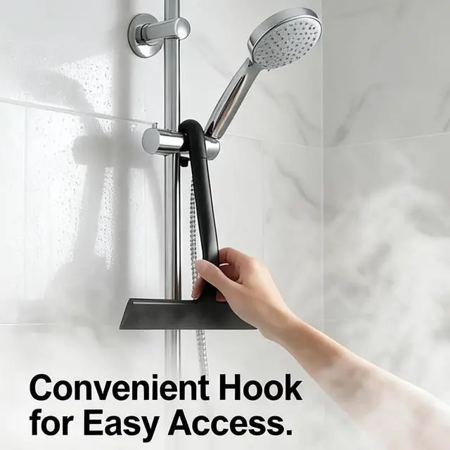 Alt view image 6 of 7 - Shower Squeegee for Glass Doors, Hang Anywhere Silicone Shower Squeegee with Hook Design for Easy Hanging and Cleaning (Black)