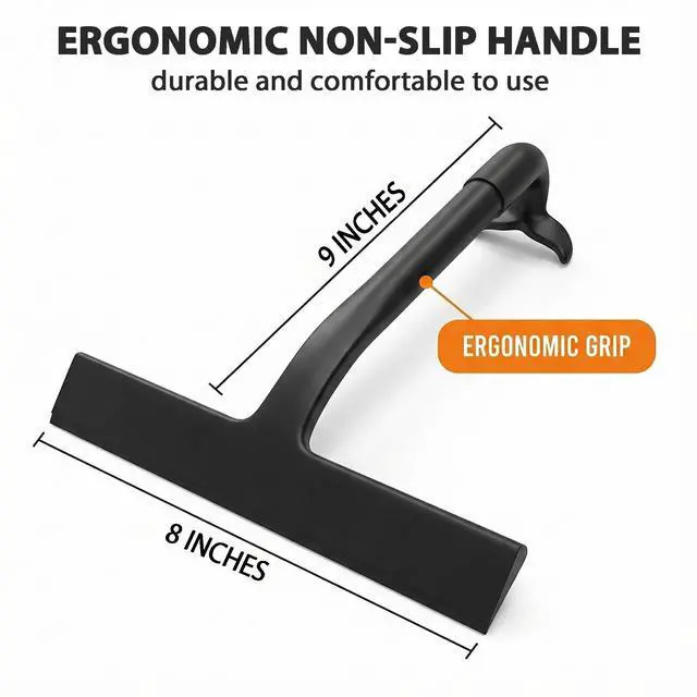 Alt view image 7 of 7 - Shower Squeegee for Glass Doors, Hang Anywhere Silicone Shower Squeegee with Hook Design for Easy Hanging and Cleaning (Black)