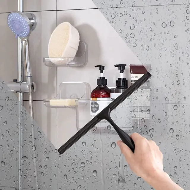 Alt view image 3 of 7 - Shower Squeegee for Glass Doors, Squeegee for Shower Glass Door, Window and Car Glass, Mirrors - All-Purpose Stainless Steel Squeegee, 10 Inches and Black
