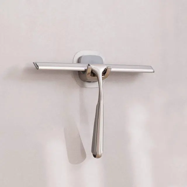 Main image of Shower Squeegee for Shower Doors 10 Inch Bathroom Squeegee for Windows,Kitchen,Mirror and Car Glass, Stainless Steel with Adhesive Hook