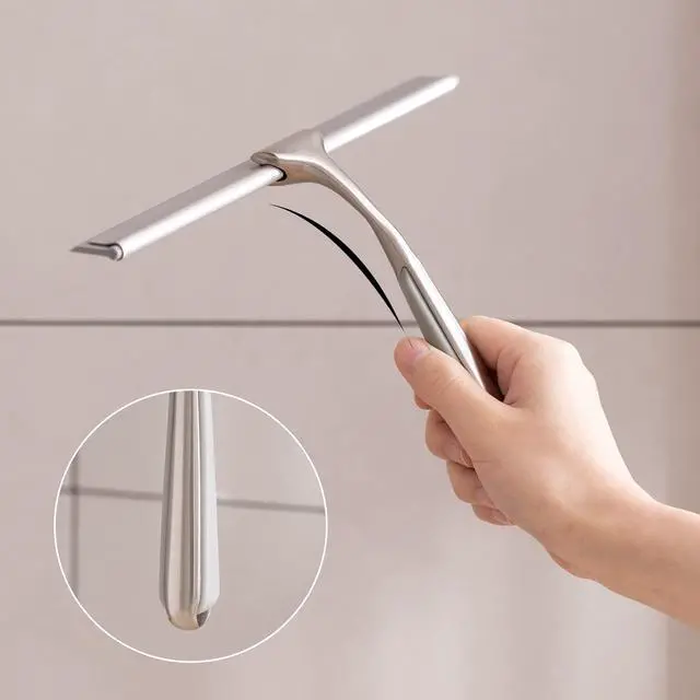 Alt view image 7 of 7 - Shower Squeegee for Shower Doors 10 Inch Bathroom Squeegee for Windows,Kitchen,Mirror and Car Glass, Stainless Steel with Adhesive Hook