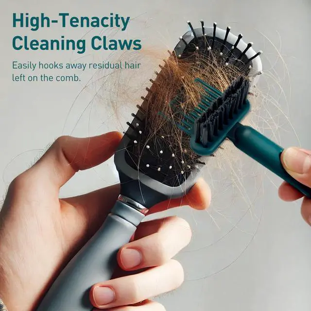 Alt view image 2 of 7 - 2-in-1 Hair Brush Cleaning Tool, Green Hairbrush Cleaner and Rake for Removing Hair and Dust, Durable and Ergonomic Design for Home and Salon Use (1 Pack)