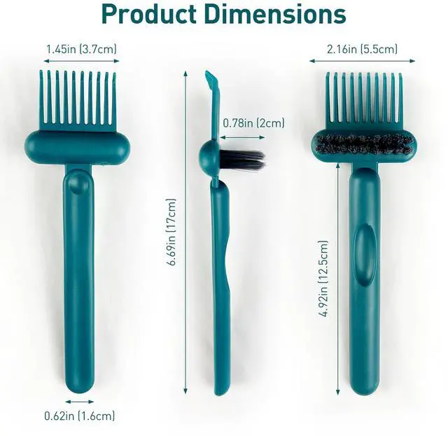 Alt view image 3 of 7 - 2-in-1 Hair Brush Cleaning Tool, Green Hairbrush Cleaner and Rake for Removing Hair and Dust, Durable and Ergonomic Design for Home and Salon Use (1 Pack)