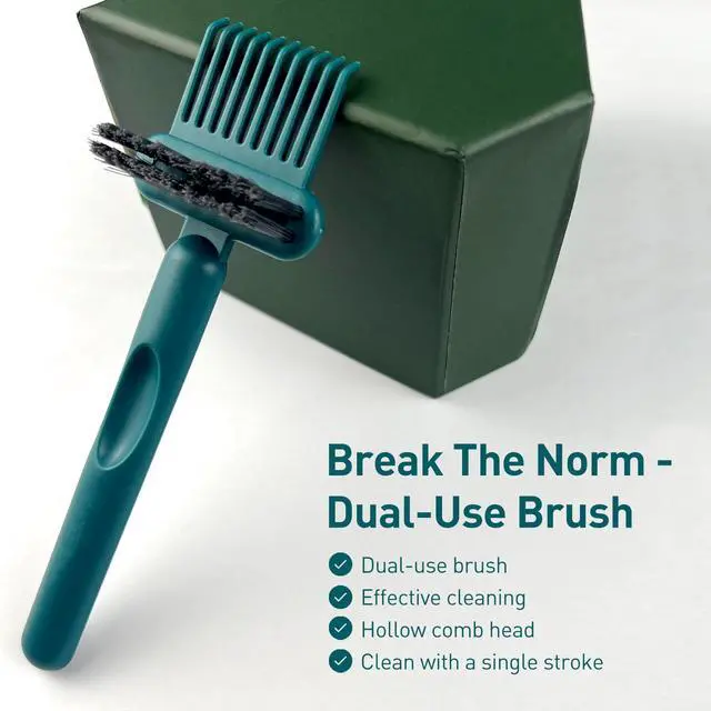 Alt view image 5 of 7 - 2-in-1 Hair Brush Cleaning Tool, Green Hairbrush Cleaner and Rake for Removing Hair and Dust, Durable and Ergonomic Design for Home and Salon Use (1 Pack)