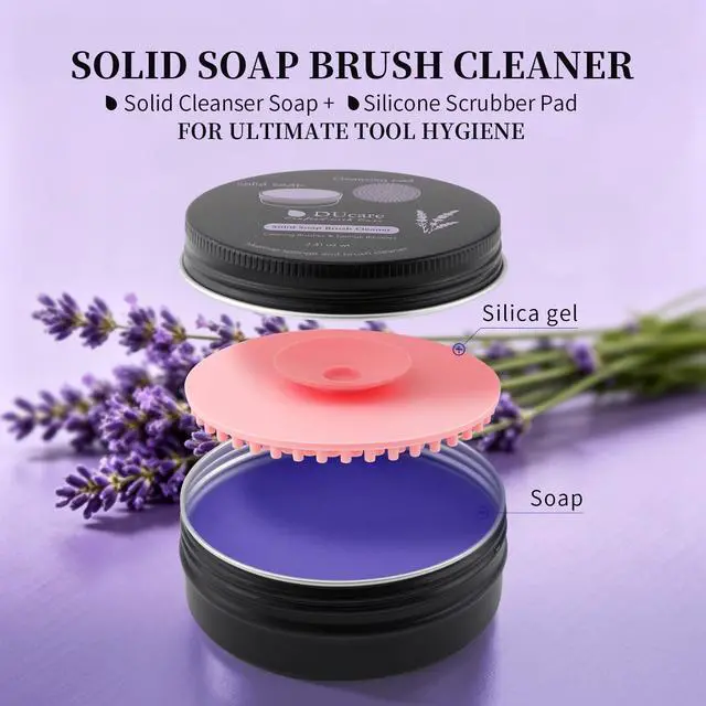 Alt view image 3 of 7 - Makeup Brush Cleaner Lavender Shampoo Soap Solid Brush Cleaning Mat Removes Cosmetic Color Brush Cleaner Pad for Cleaning Makeup Sponges Brushes