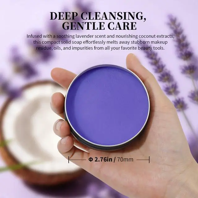 Alt view image 7 of 7 - Makeup Brush Cleaner Lavender Shampoo Soap Solid Brush Cleaning Mat Removes Cosmetic Color Brush Cleaner Pad for Cleaning Makeup Sponges Brushes