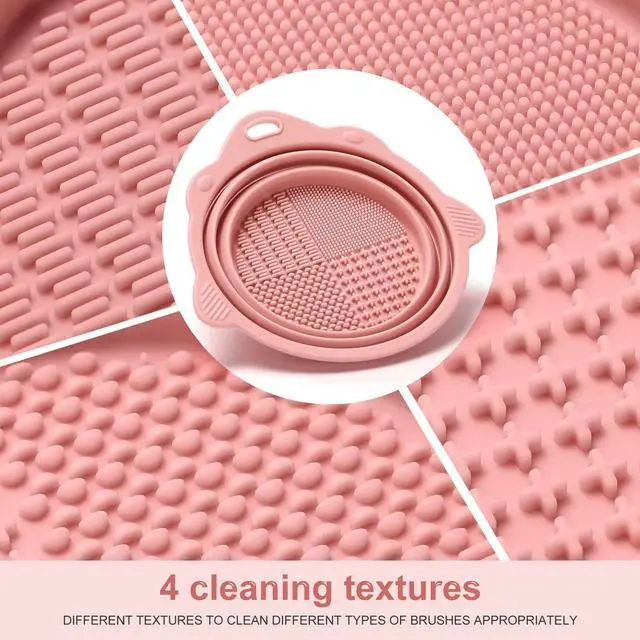 Alt view image 3 of 7 - Foldable Silicone Makeup Brush Cleaner Bowl | Portable Cleaning Tool For Brushes, Powder Puffs, Sponges (Pink)