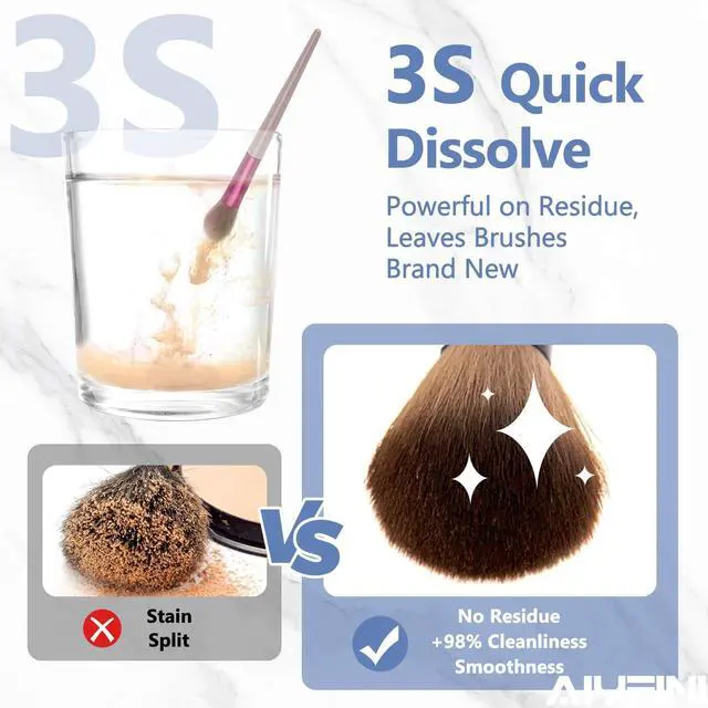 Alt view image 2 of 7 - Makeup Brush & Sponge Cleaner Solution, Ultra Concentrated, 5.1 Fl Oz/150ml | Efficient dissolves make up residue on beauty tools, Deep clean liquid foundation/lipstick, Professional cleanser shampoo