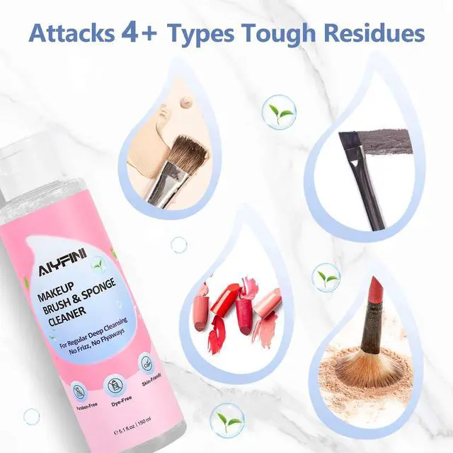 Alt view image 4 of 7 - Makeup Brush & Sponge Cleaner Solution, Ultra Concentrated, 5.1 Fl Oz/150ml | Efficient dissolves make up residue on beauty tools, Deep clean liquid foundation/lipstick, Professional cleanser shampoo
