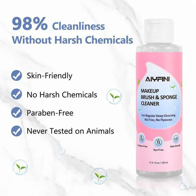 Alt view image 6 of 7 - Makeup Brush & Sponge Cleaner Solution, Ultra Concentrated, 5.1 Fl Oz/150ml | Efficient dissolves make up residue on beauty tools, Deep clean liquid foundation/lipstick, Professional cleanser shampoo