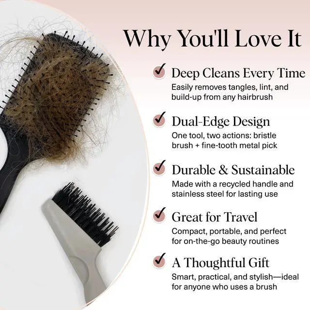 Alt view image 3 of 7 - Hair Brush Cleaner Tool - Hair Stylist Essentials | Double-Sided 2-in-1 Hairbrush Cleaner Tool for Hair Brushes & Combs | Eco-Friendly Cleaning Tool with Pick & Bristles