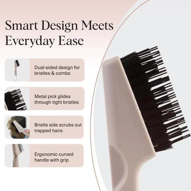 Alt view image 4 of 7 - Hair Brush Cleaner Tool - Hair Stylist Essentials | Double-Sided 2-in-1 Hairbrush Cleaner Tool for Hair Brushes & Combs | Eco-Friendly Cleaning Tool with Pick & Bristles