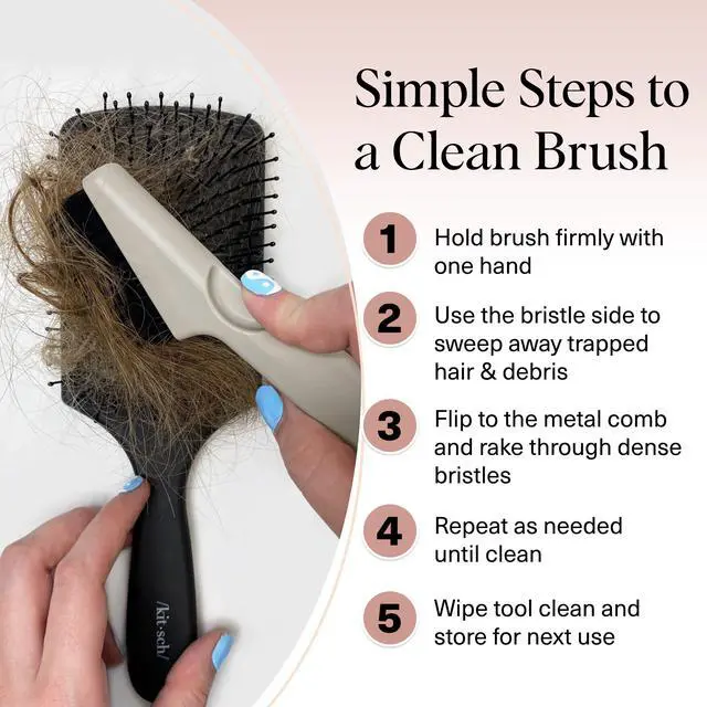 Alt view image 7 of 7 - Hair Brush Cleaner Tool - Hair Stylist Essentials | Double-Sided 2-in-1 Hairbrush Cleaner Tool for Hair Brushes & Combs | Eco-Friendly Cleaning Tool with Pick & Bristles