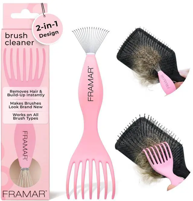 Main image of Premium Hair Brush Cleaner Tool, Hairbrush Cleaner Tool Pink | Brush Cleaner Tool for All Types, Comb Cleaner, 2 in 1 Design Removes Hair & Build up Instantly