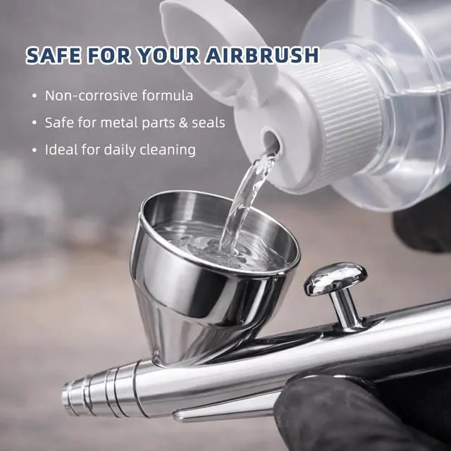 Alt view image 2 of 7 - 8.45 fl oz(250ml) Airbrush Cleaner, Fast Acting Cleaning Solution | Air Brush Cleaner for Water-based Paints, Clogged Airbrushes, Paint Brushes and Artist Tools