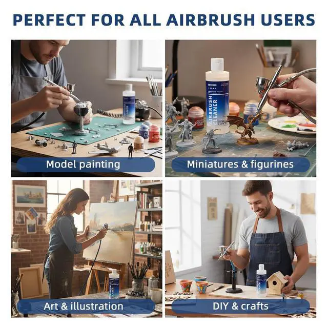 Alt view image 6 of 7 - 8.45 fl oz(250ml) Airbrush Cleaner, Fast Acting Cleaning Solution | Air Brush Cleaner for Water-based Paints, Clogged Airbrushes, Paint Brushes and Artist Tools