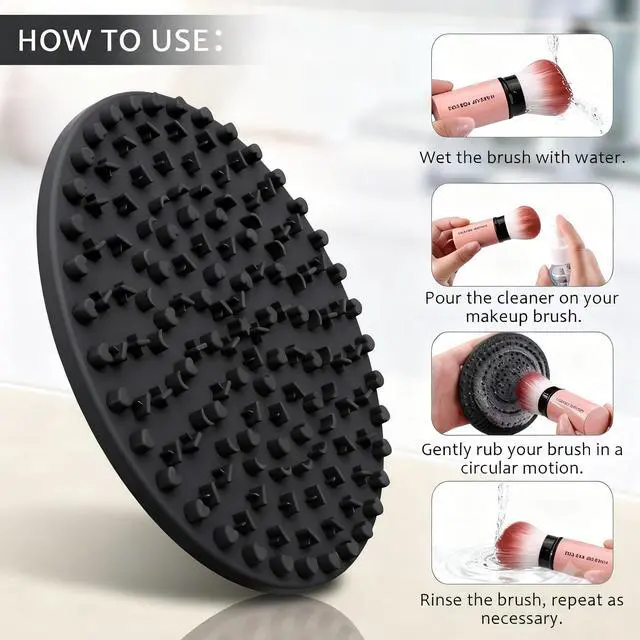 Alt view image 2 of 7 - Makeup Brush Cleaner, Make Up Brush Cleaner Cleanser Solution + Brush Cleaner Mat, Make Up Cleaner for Brushes, Sponges, Deep Clean Brush Shampoo, Gentle Formula Cruelty Free & Vegan 2Pcs Set