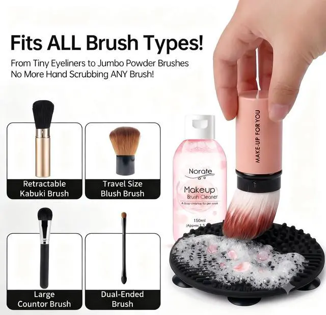 Alt view image 4 of 7 - Makeup Brush Cleaner, Make Up Brush Cleaner Cleanser Solution + Brush Cleaner Mat, Make Up Cleaner for Brushes, Sponges, Deep Clean Brush Shampoo, Gentle Formula Cruelty Free & Vegan 2Pcs Set