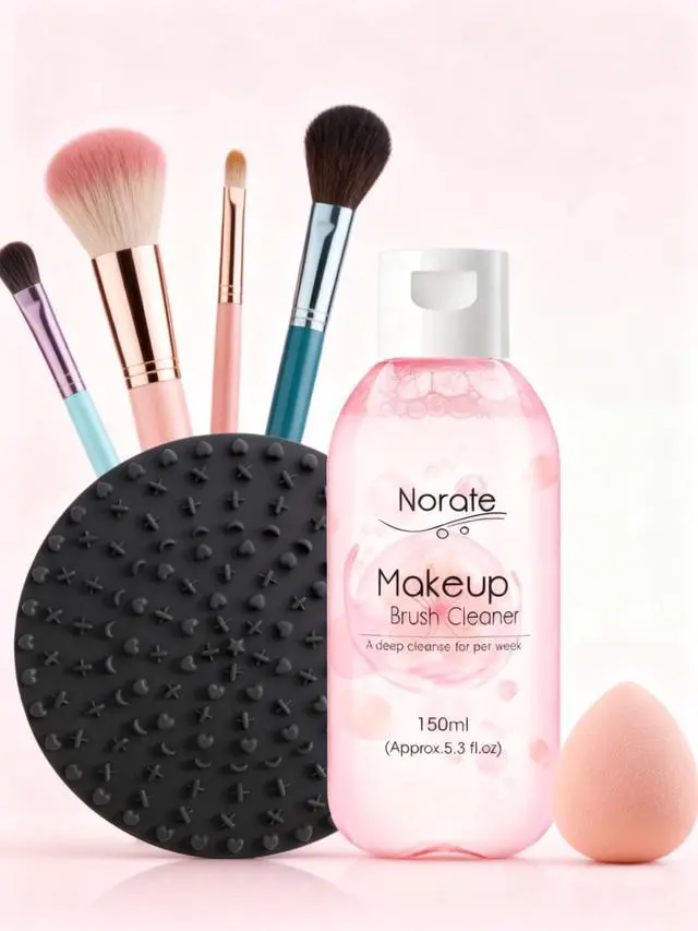 Alt view image 6 of 7 - Makeup Brush Cleaner, Make Up Brush Cleaner Cleanser Solution + Brush Cleaner Mat, Make Up Cleaner for Brushes, Sponges, Deep Clean Brush Shampoo, Gentle Formula Cruelty Free & Vegan 2Pcs Set