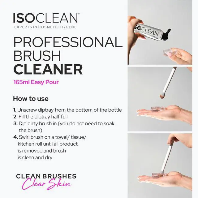 Alt view image 5 of 6 - Makeup Brush Cleaner Gentle Daily Use Solution, Reduces Product Buildup, Improves Application, Easy Clean Brush Cleaning Solution & Sponge Cleaner - Easy Pour with Dip Tray, 6 fl oz