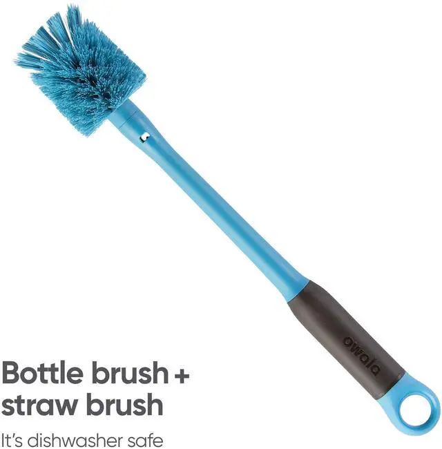 Alt view image 3 of 6 - 2-in-1 Water Bottle Brush Cleaner and Water Bottle Straw Cleaner Brush, Water Bottle Brush with Removable Head and Twist n Hide Straw Brush, Smokey Blue