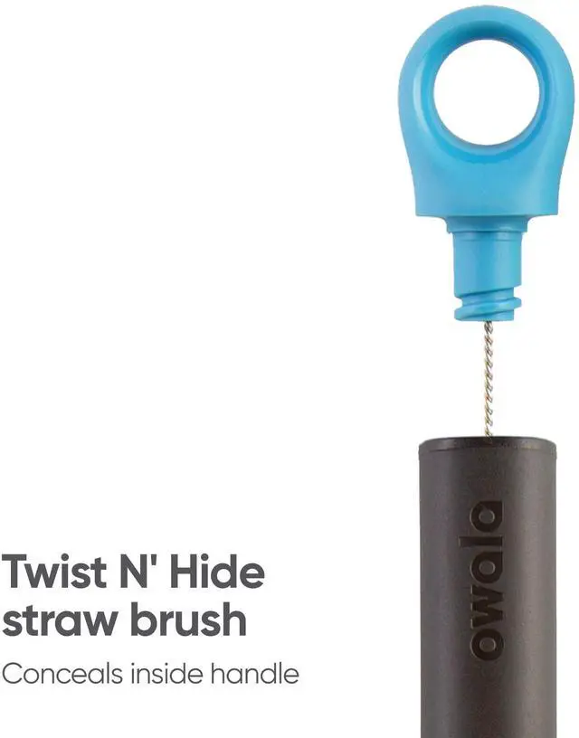 Alt view image 4 of 6 - 2-in-1 Water Bottle Brush Cleaner and Water Bottle Straw Cleaner Brush, Water Bottle Brush with Removable Head and Twist n Hide Straw Brush, Smokey Blue