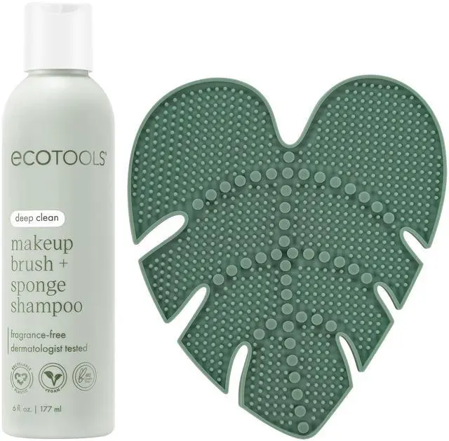 Main image of Brush Cleaner Mat + Deep Clean Shampoo Bundle, 2 Piece Set | Clean tools fast, makeup brush cleaning mat for brushes and sponges, silicone brush cleaner, plant-based shampoo
