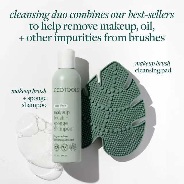 Alt view image 2 of 7 - Brush Cleaner Mat + Deep Clean Shampoo Bundle, 2 Piece Set | Clean tools fast, makeup brush cleaning mat for brushes and sponges, silicone brush cleaner, plant-based shampoo
