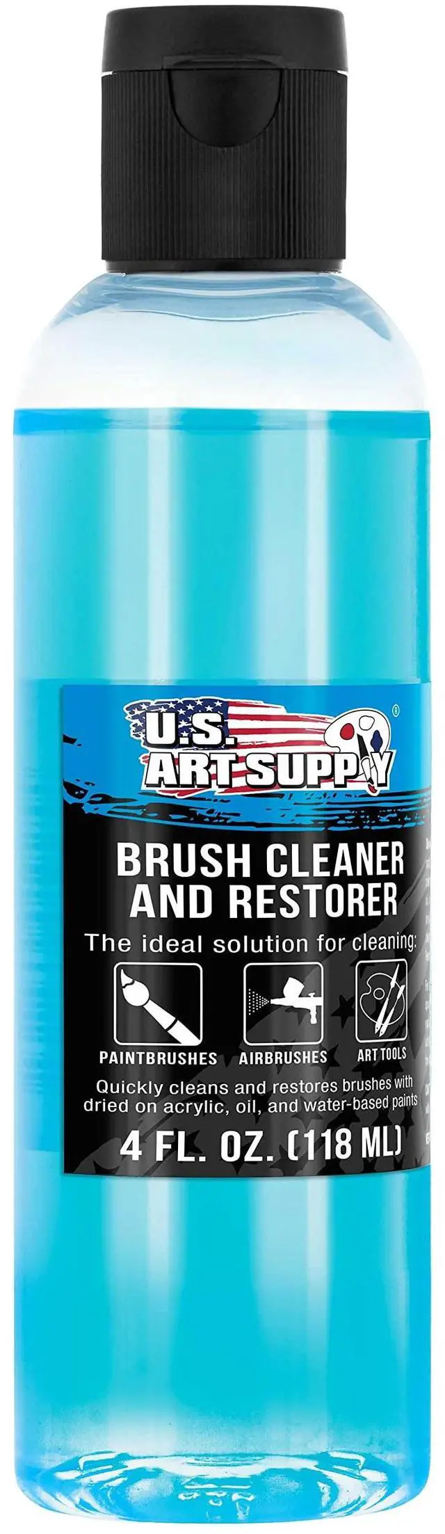 Main image of Brush Cleaner and Restorer, 4 Ounce Bottle | Cleans Paint Brushes, Airbrushes, Art Tools - Cleaning Solution to Remove Dried On Acrylic, Oil and Water-Based Paint Colors