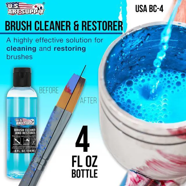 Alt view image 2 of 5 - Brush Cleaner and Restorer, 4 Ounce Bottle | Cleans Paint Brushes, Airbrushes, Art Tools - Cleaning Solution to Remove Dried On Acrylic, Oil and Water-Based Paint Colors
