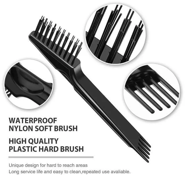 Alt view image 2 of 6 - 2 Pack Hair Brush Cleaner,Wood Color,Black Polished Wooden Handle Rake | Dual Rake and Brush Cleaner, Removes Hair, Dust and Buildup, Mini Accessory for Home and Salon