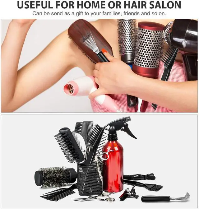 Alt view image 5 of 6 - 2 Pack Hair Brush Cleaner,Wood Color,Black Polished Wooden Handle Rake | Dual Rake and Brush Cleaner, Removes Hair, Dust and Buildup, Mini Accessory for Home and Salon