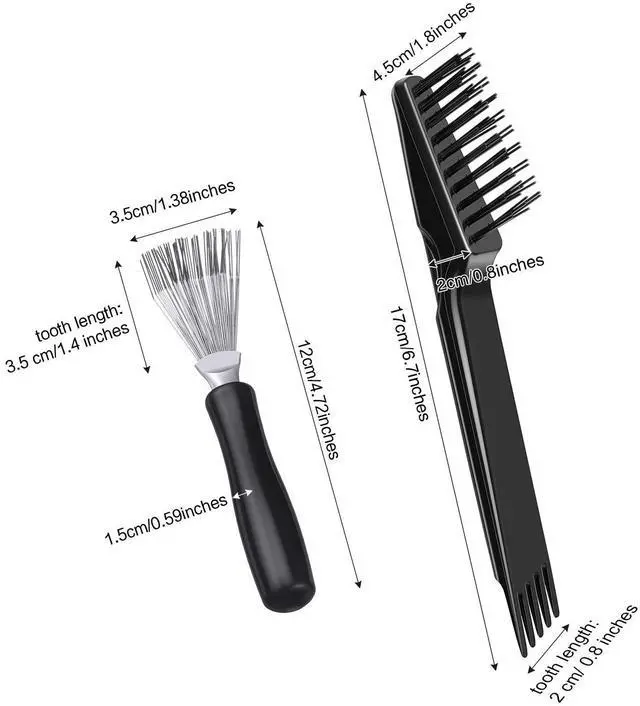 Alt view image 6 of 6 - 2 Pack Hair Brush Cleaner,Wood Color,Black Polished Wooden Handle Rake | Dual Rake and Brush Cleaner, Removes Hair, Dust and Buildup, Mini Accessory for Home and Salon
