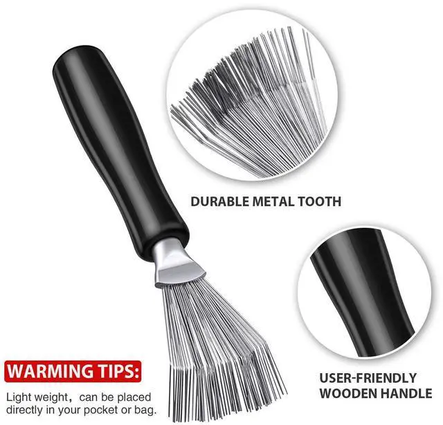 Alt view image 3 of 6 - 2 Pack Hair Brush Cleaner,Wood Color,Black Polished Wooden Handle Rake | Dual Rake and Brush Cleaner, Removes Hair, Dust and Buildup, Mini Accessory for Home and Salon