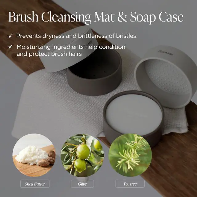 Alt view image 3 of 7 - Brush Cleaner Soap with Case & Cleaning Mat, Solid Makeup Brush Cleaner and Cleanser for Makeup Brushes, Gentle Deep Cleaning Brush Soap for Sponges, Puffs & Makeup Applicators, Made in Korea