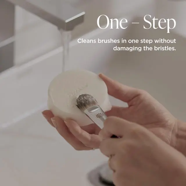 Alt view image 6 of 7 - Brush Cleaner Soap with Case & Cleaning Mat, Solid Makeup Brush Cleaner and Cleanser for Makeup Brushes, Gentle Deep Cleaning Brush Soap for Sponges, Puffs & Makeup Applicators, Made in Korea