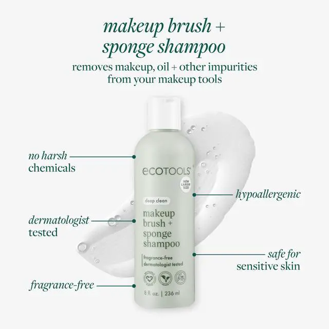 Alt view image 3 of 7 - Makeup Brush Cleanser + Sponge Shampoo, Fragrance-Free, 8 Fl Oz | Cleaner brushes and sponges, makeup brush soap for daily washing, beauty brush cleaner, plant based, sulfate free