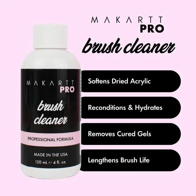 Alt view image 3 of 6 - Acrylic Nail Brush Cleaner, Made in USA, 4oz/118ml | Acrylic Brush Care Solution for Kolinsky & Acrylic Brushes, Removes Residue, Prevents Hardening, Extends Brush Life