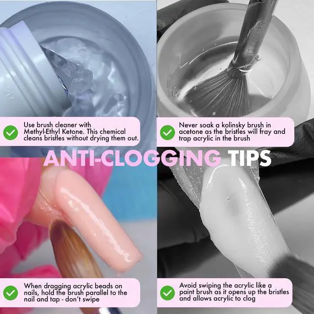 Alt view image 6 of 6 - Acrylic Nail Brush Cleaner, Made in USA, 4oz/118ml | Acrylic Brush Care Solution for Kolinsky & Acrylic Brushes, Removes Residue, Prevents Hardening, Extends Brush Life