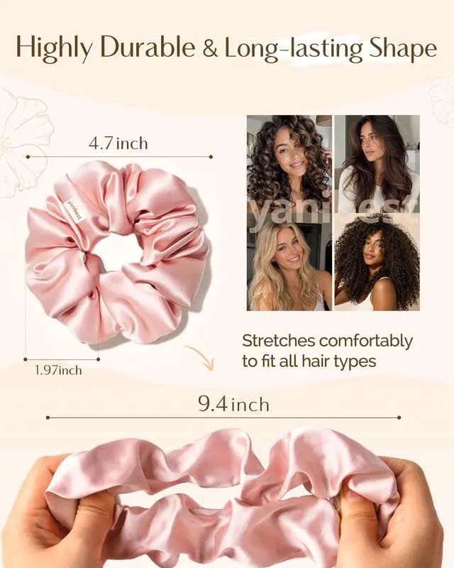 Alt view image 2 of 7 - 8 Pcs Satin Scrunchies - Silk Feeling Scrunchies Ponytail Holders | No Damage Frizz Free Soft Satin Hair Ties, Hair Accessories for Women Work Home Sleep Workouts