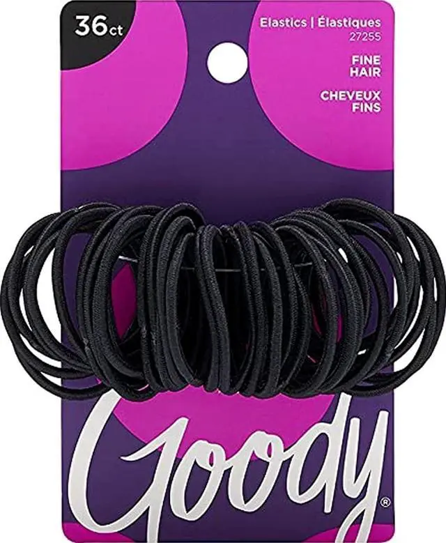 Main image of Ouchless Hair Elastics, Black, 36 Count (Pack of 1)