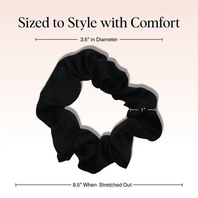 Alt view image 2 of 7 - Satin Scrunchies for Women | For All Hair Types - Black, 5pcs | Wake Up Frizz-Free, No Crease Hair Ties, Softer Than Silk Scrunchies, Stylish Hair Accessories For All Hair Types