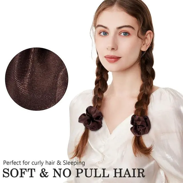 Alt view image 4 of 7 - Satin Scrunchies for Women & Girls - 60 Pack Silk Scrunchies for Curly Hair