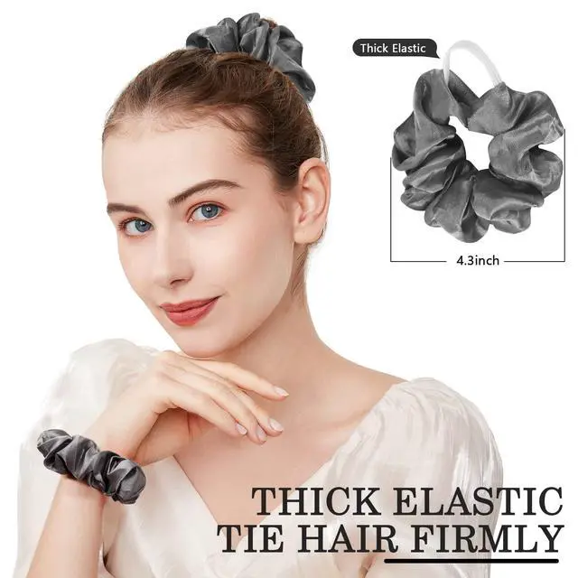 Alt view image 6 of 7 - Satin Scrunchies for Women & Girls - 60 Pack Silk Scrunchies for Curly Hair